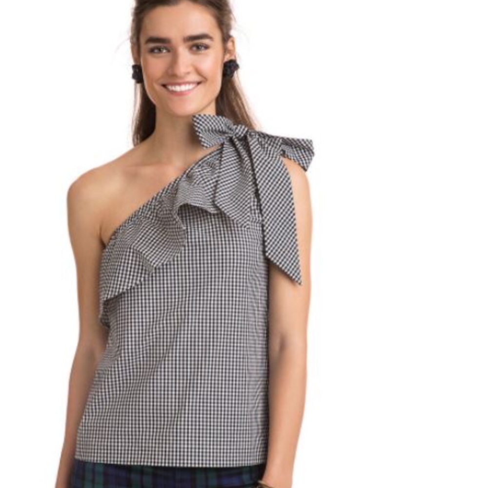 Vineyard Vines Gingham One Shoulder Shirt